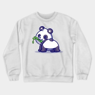 Cute Baby Panda Eating Bamboo Cartoon Crewneck Sweatshirt